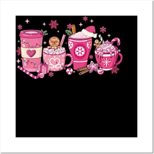 Christmas pink coffee cups Posters and Art